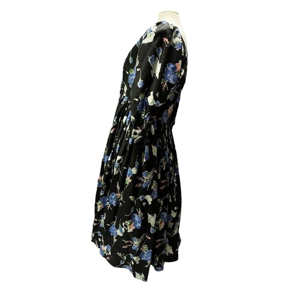 Vintage Handmade Eighties Cottage Core V Neck Balloon Sleeve Dress Sz Large Wome - Picture 6 of 16